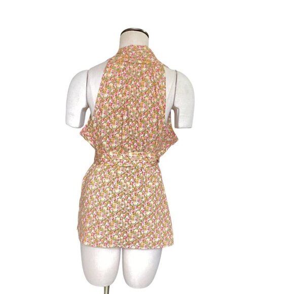Talbots Sleeveless Ditsy Floral V-Neck Tie Waist Blouse Sz 14 115G - Picture 6 of 9